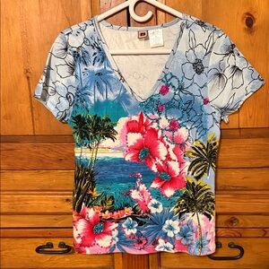 Floral Paradise V-Neck Women Top